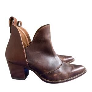 Nocona Micki Brunette Brown Cowhide Snip Toe Booties Western Cowboy Ankle Boots